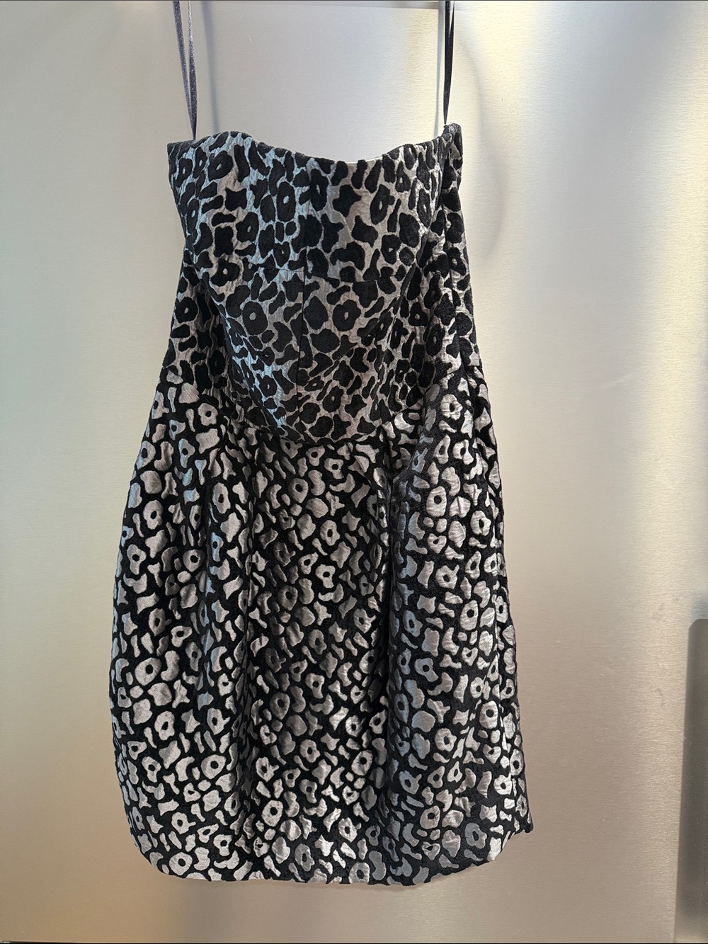 RACHEL Rachel Roy Black and Silver Leopard-Print Mini Dress